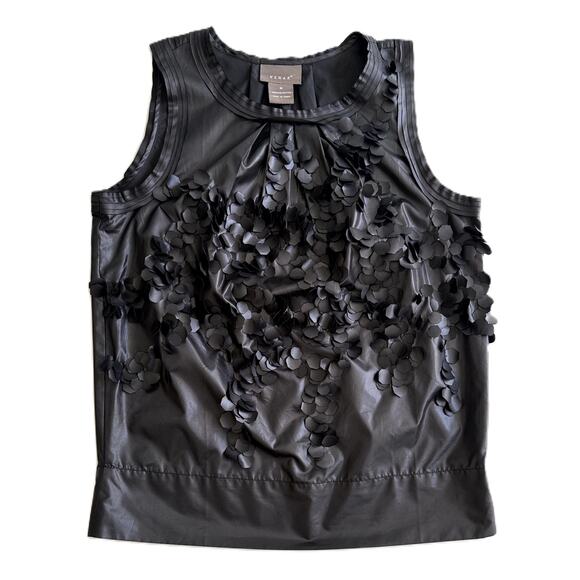 Kenar Women Black Festive "Floral" (circle fringe) Sleeveless Top Size M - Picture 1 of 10